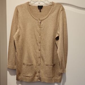 Talbots Gold Metallic Cardigan Sweater
